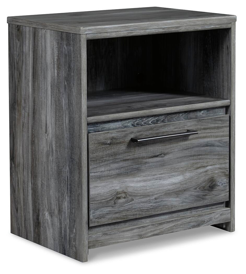 Baystorm  Panel Bed With 2 Storage Drawers With Mirrored Dresser, And Nightstand