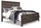 Wynnlow  Crossbuck Panel Bed With Mirrored Dresser, Chest And Nightstand