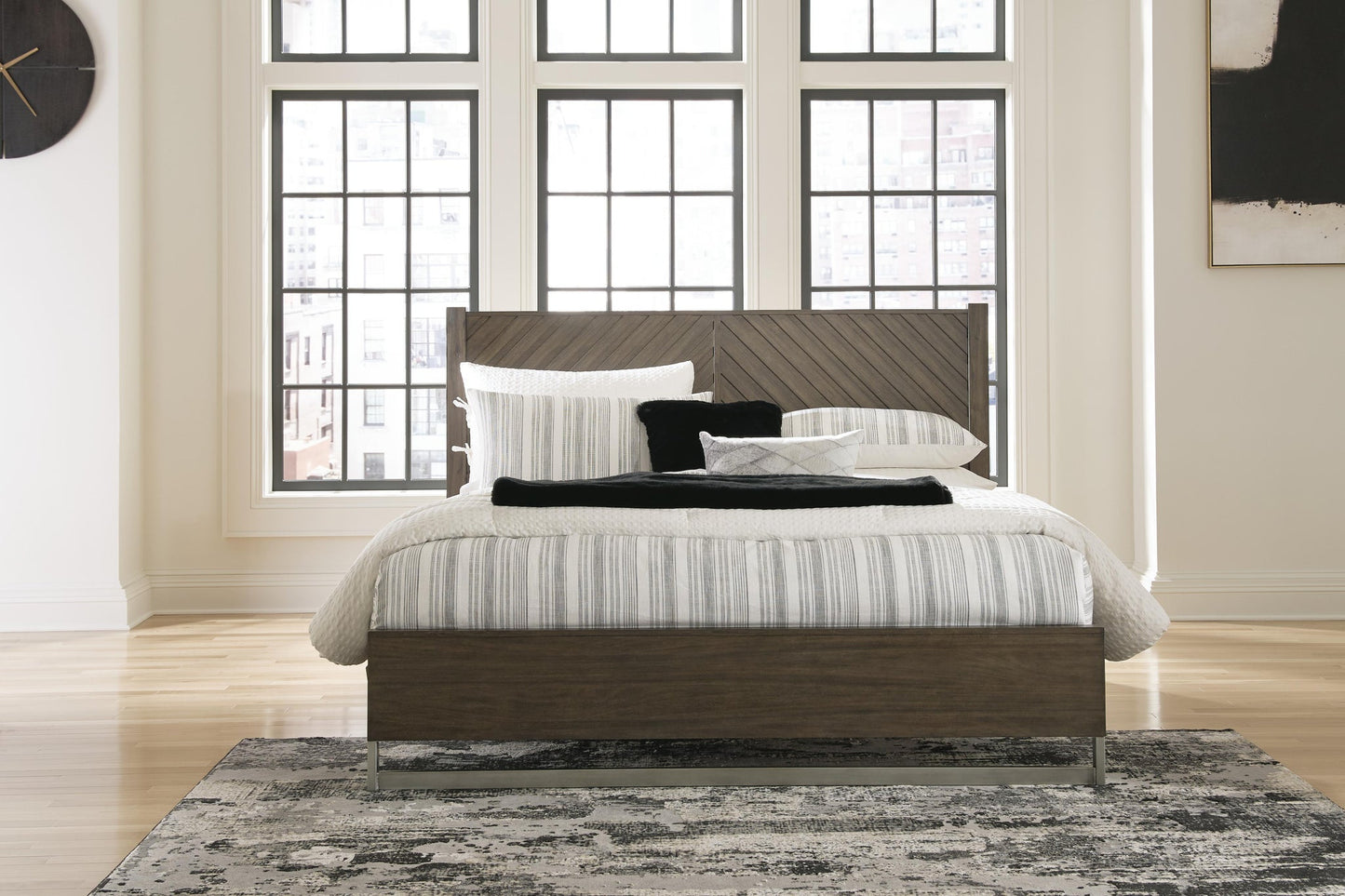 Arkenton  Panel Bed With Mirrored Dresser