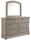 Lettner  Sleigh Bed With 2 Storage Drawers With Mirrored Dresser