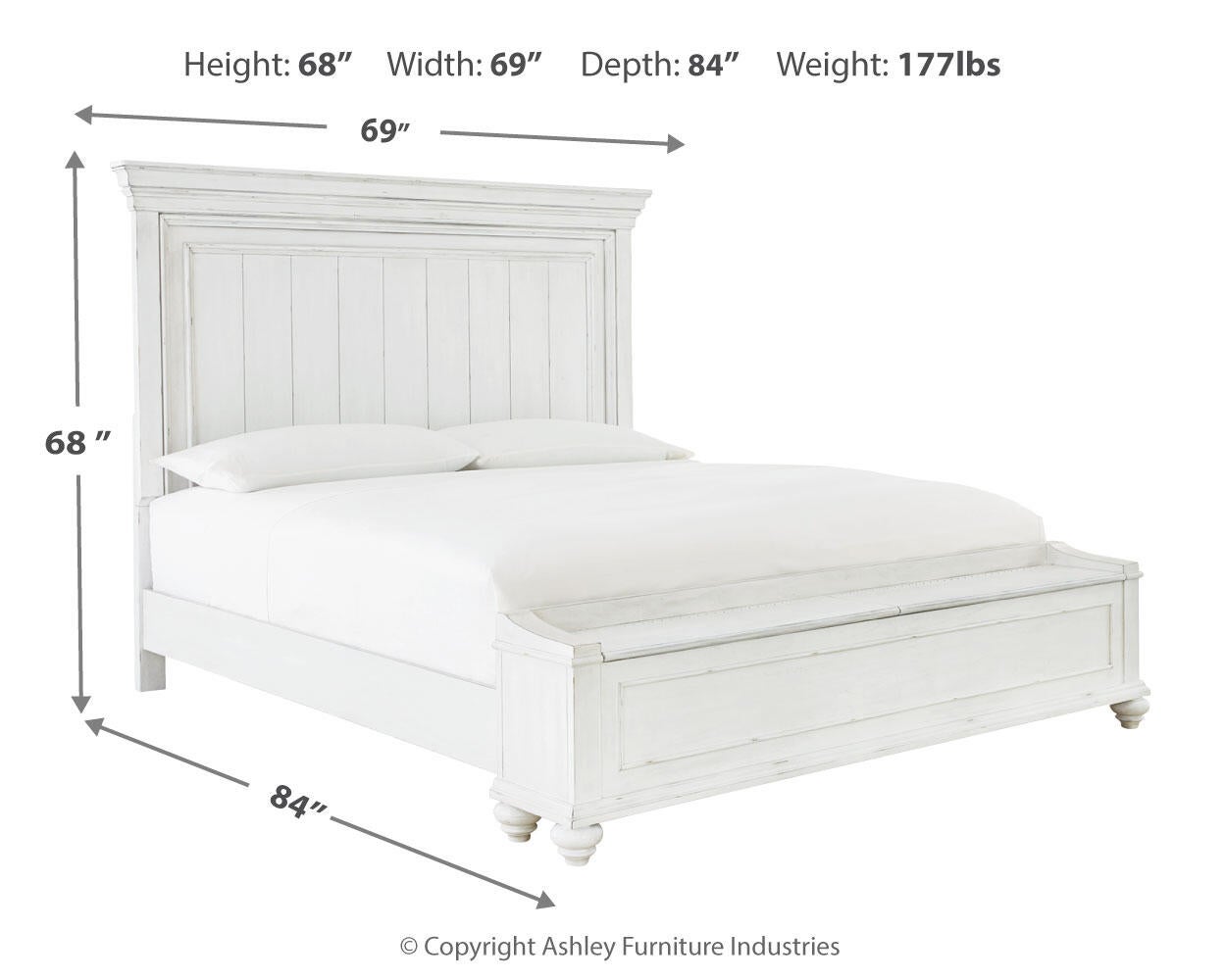 Kanwyn  Panel Bed With Storage With Mirrored Dresser, Chest And Nightstand