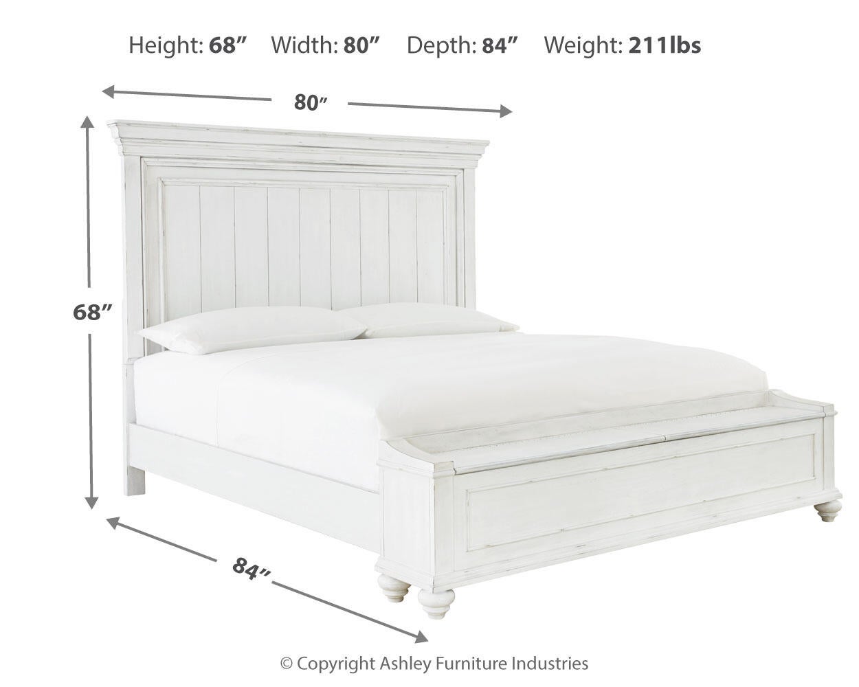 Kanwyn  Panel Bed With Storage With Mirrored Dresser