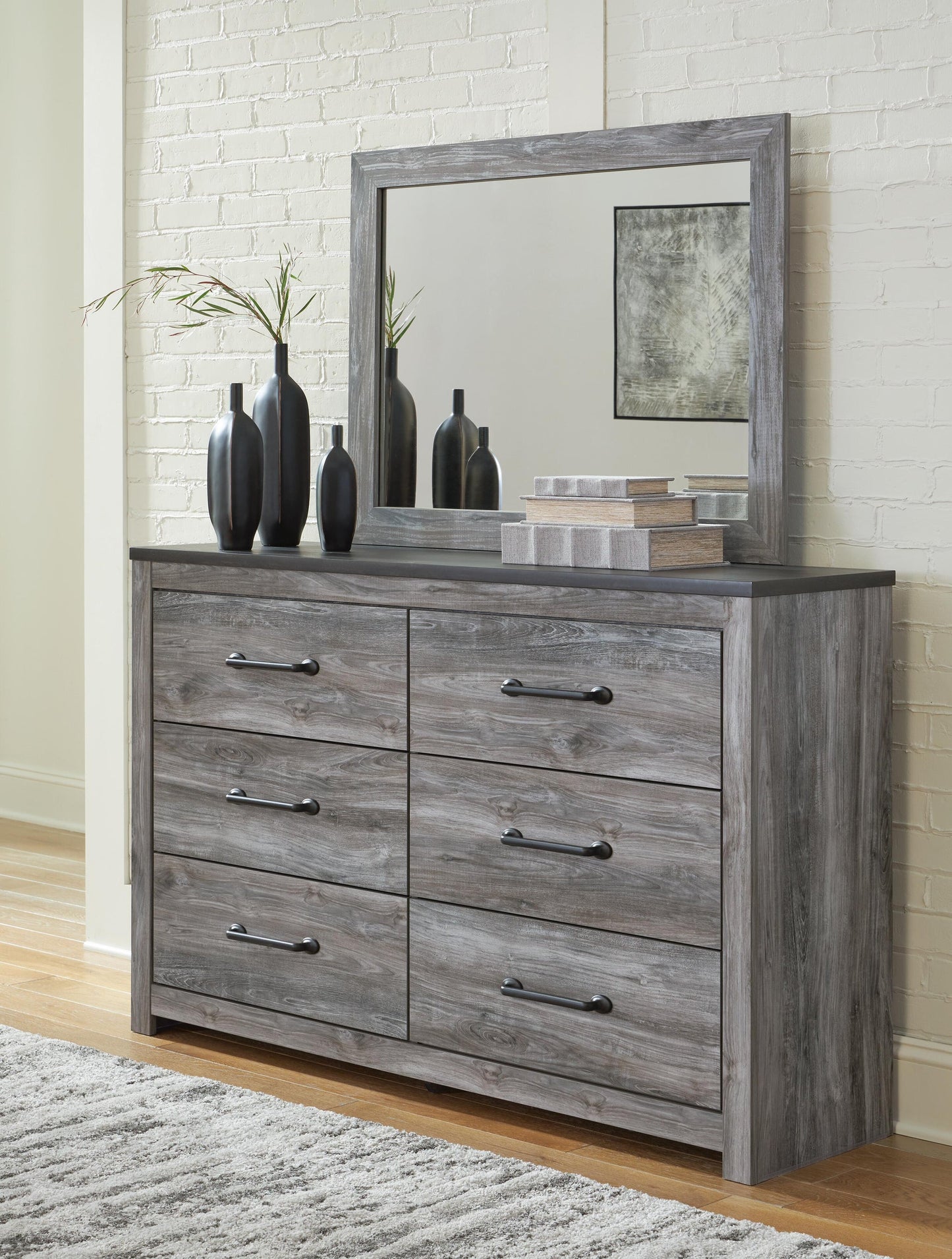 Bronyan  Panel Bed With Mirrored Dresser, Chest And Nightstand