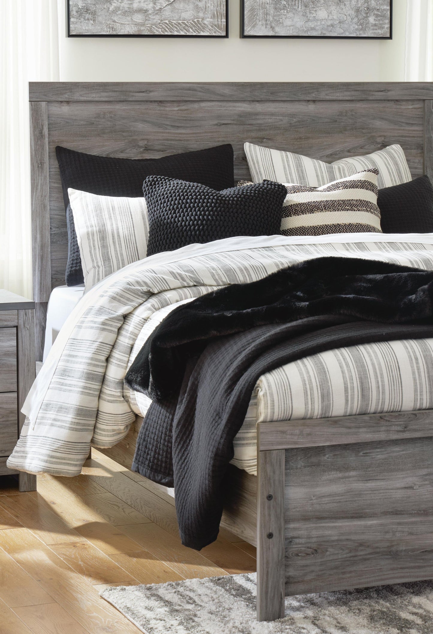 Bronyan  Panel Bed With Mirrored Dresser, Chest And Nightstand