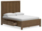 Cabalynn  Panel Bed With Storage With Mirrored Dresser
