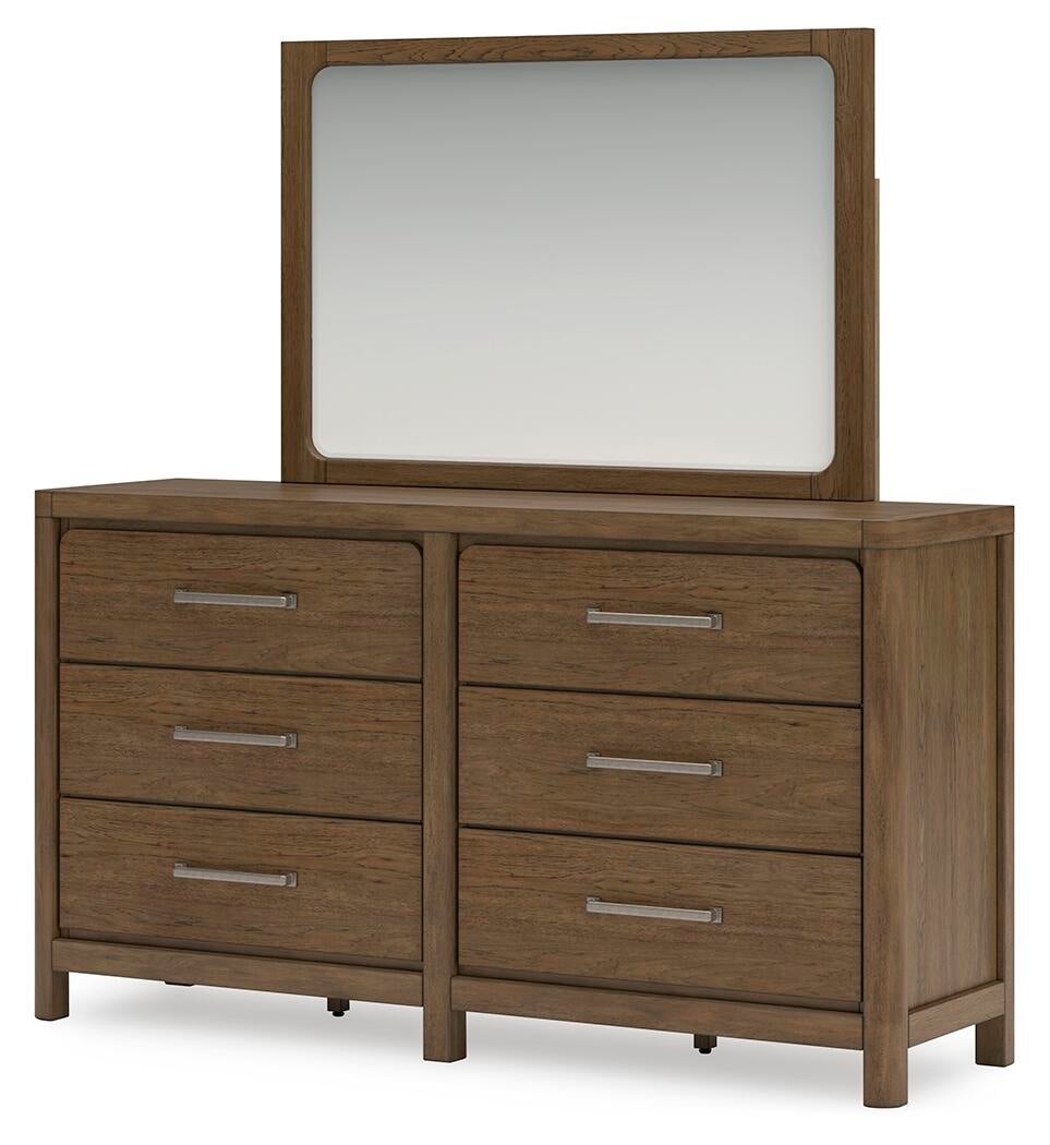 Cabalynn California  Panel Bed With Storage With Mirrored Dresser And Nightstand