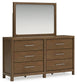 Cabalynn  Upholstered Bed With Mirrored Dresser And Nightstand