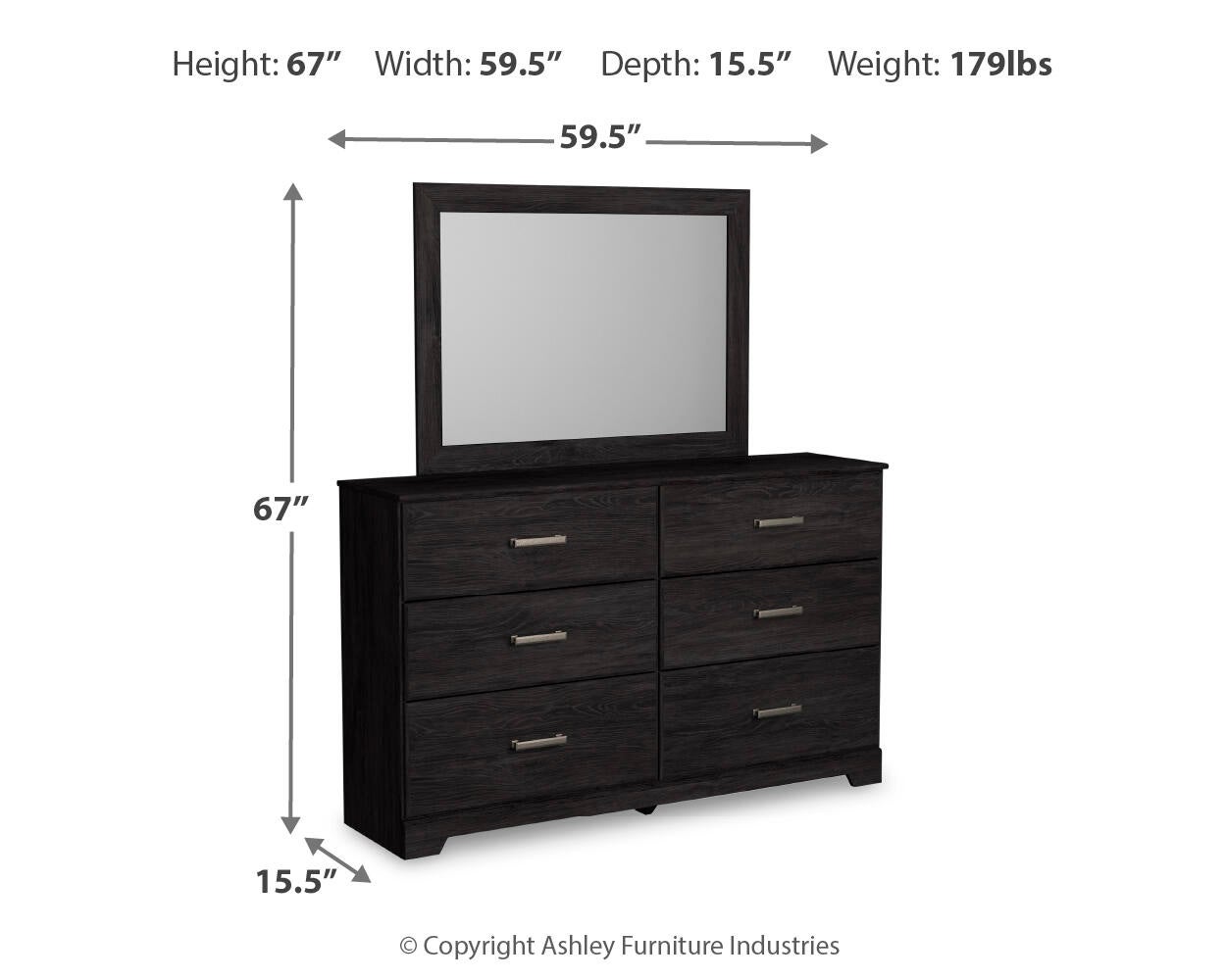 Belachime  Panel Bed With Mirrored Dresser