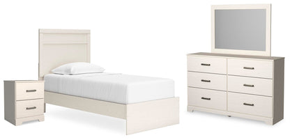 Stelsie  Panel Bed With Mirrored Dresser And Nightstand