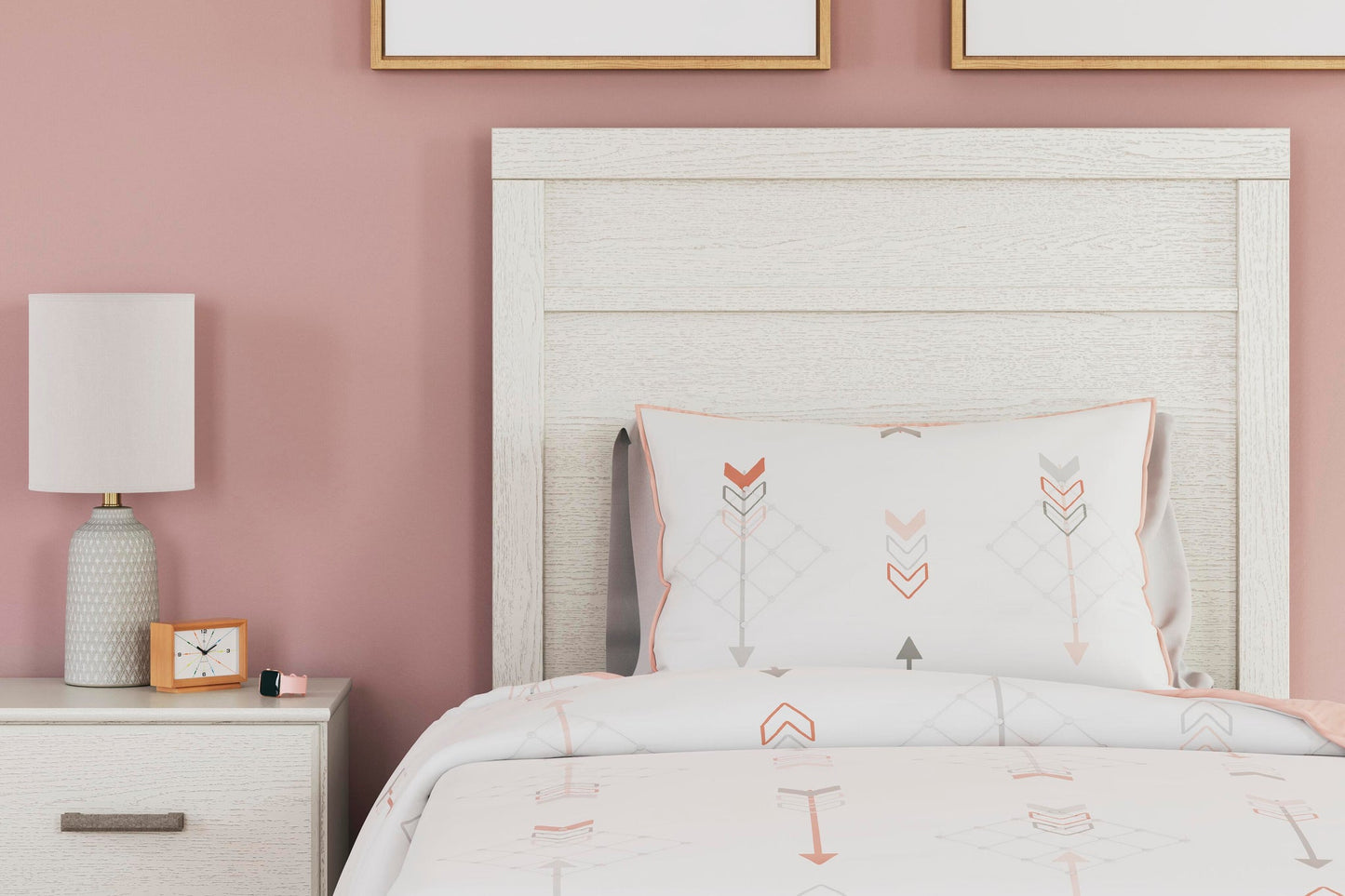 Stelsie  Panel Bed With Mirrored Dresser
