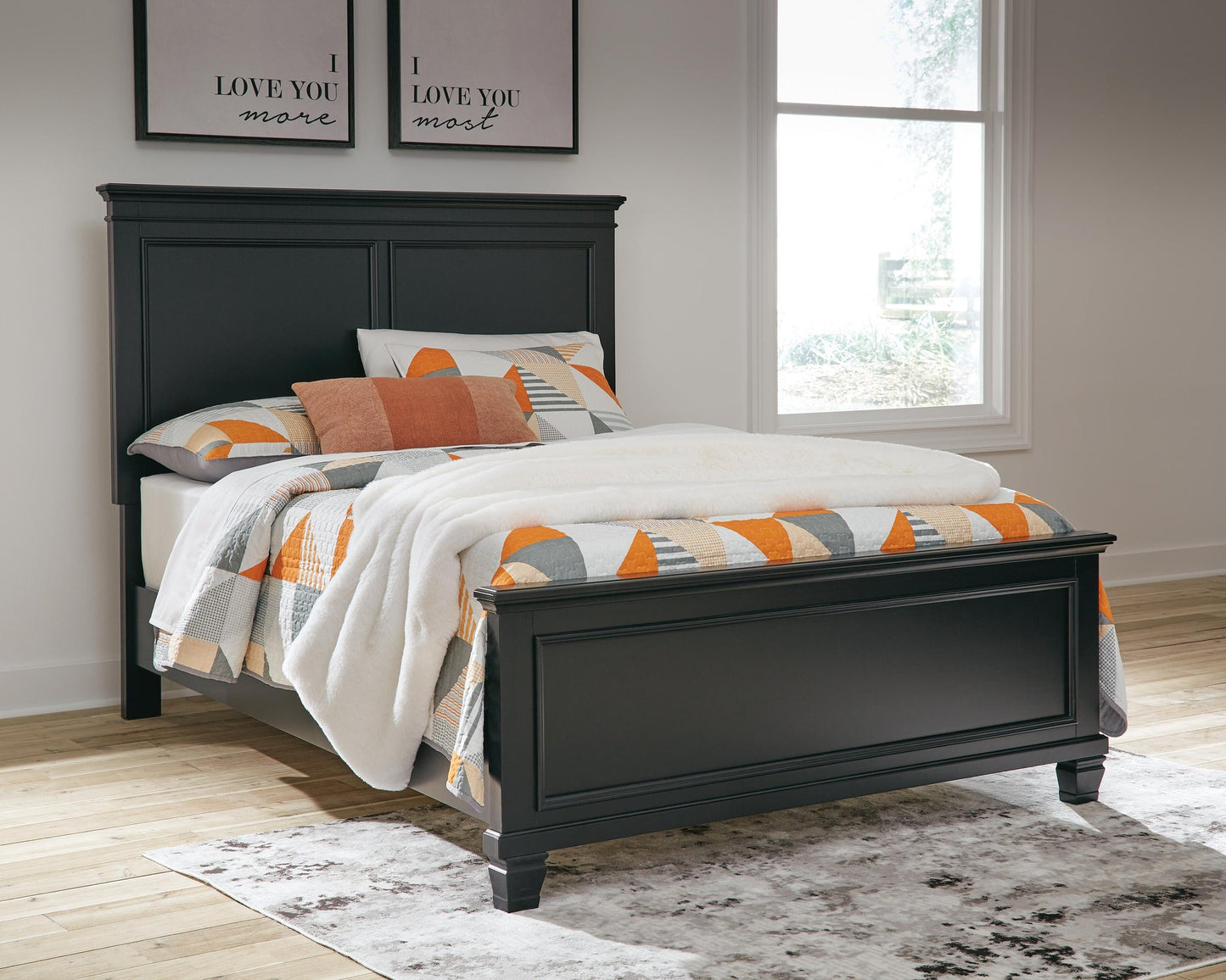 Lanolee  Panel Bed With Mirrored Dresser, Chest And Nightstand