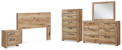 Hyanna  Panel Headboard, Dresser, Mirror, Chest And Nightstand