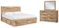 Hyanna  Panel Storage Bed With 2 Under Bed Storage Drawers, Dresser And Mirror