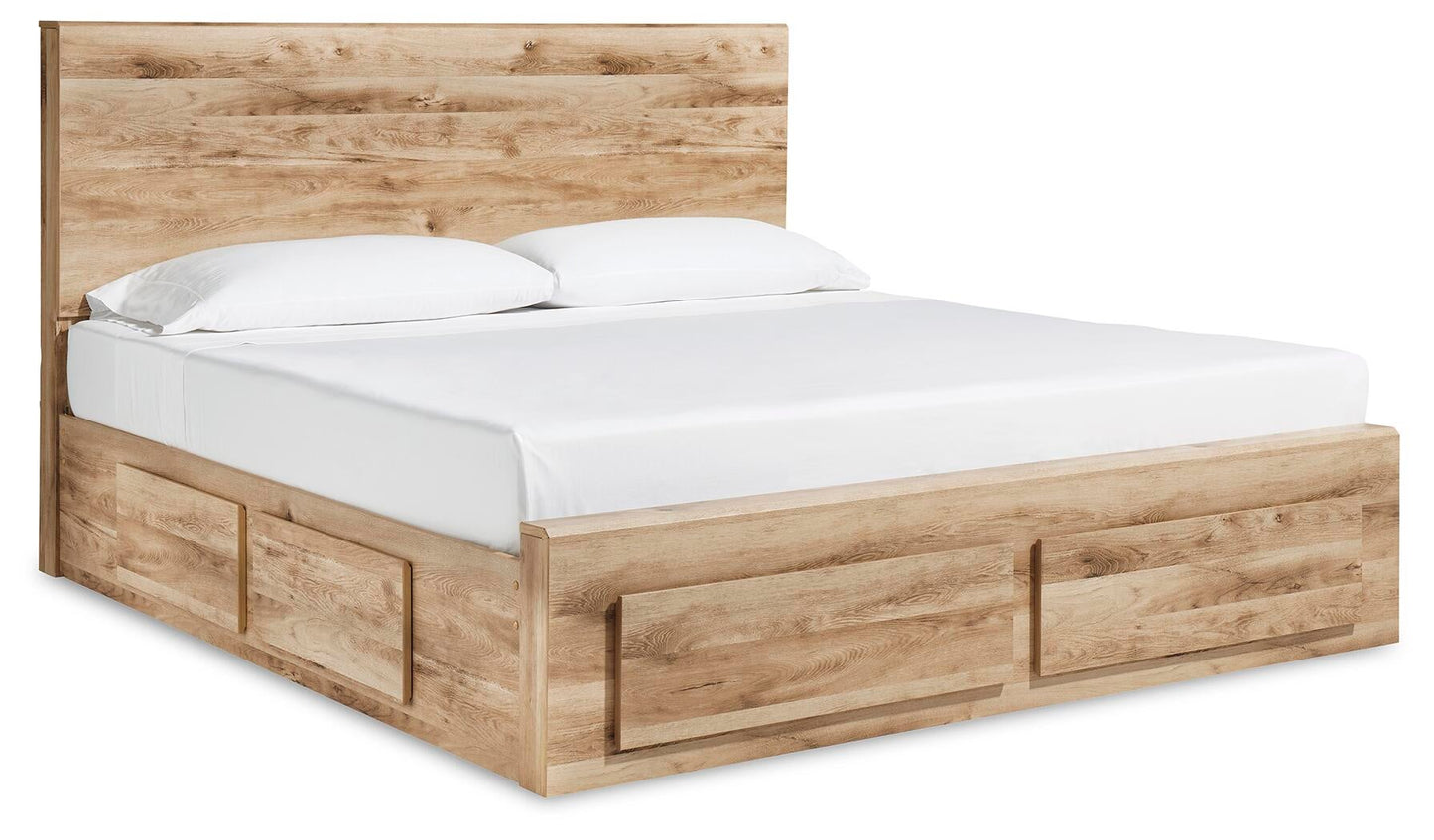 Hyanna  Panel Storage Bed With 2 Under Bed Storage Drawers, Dresser And Mirror