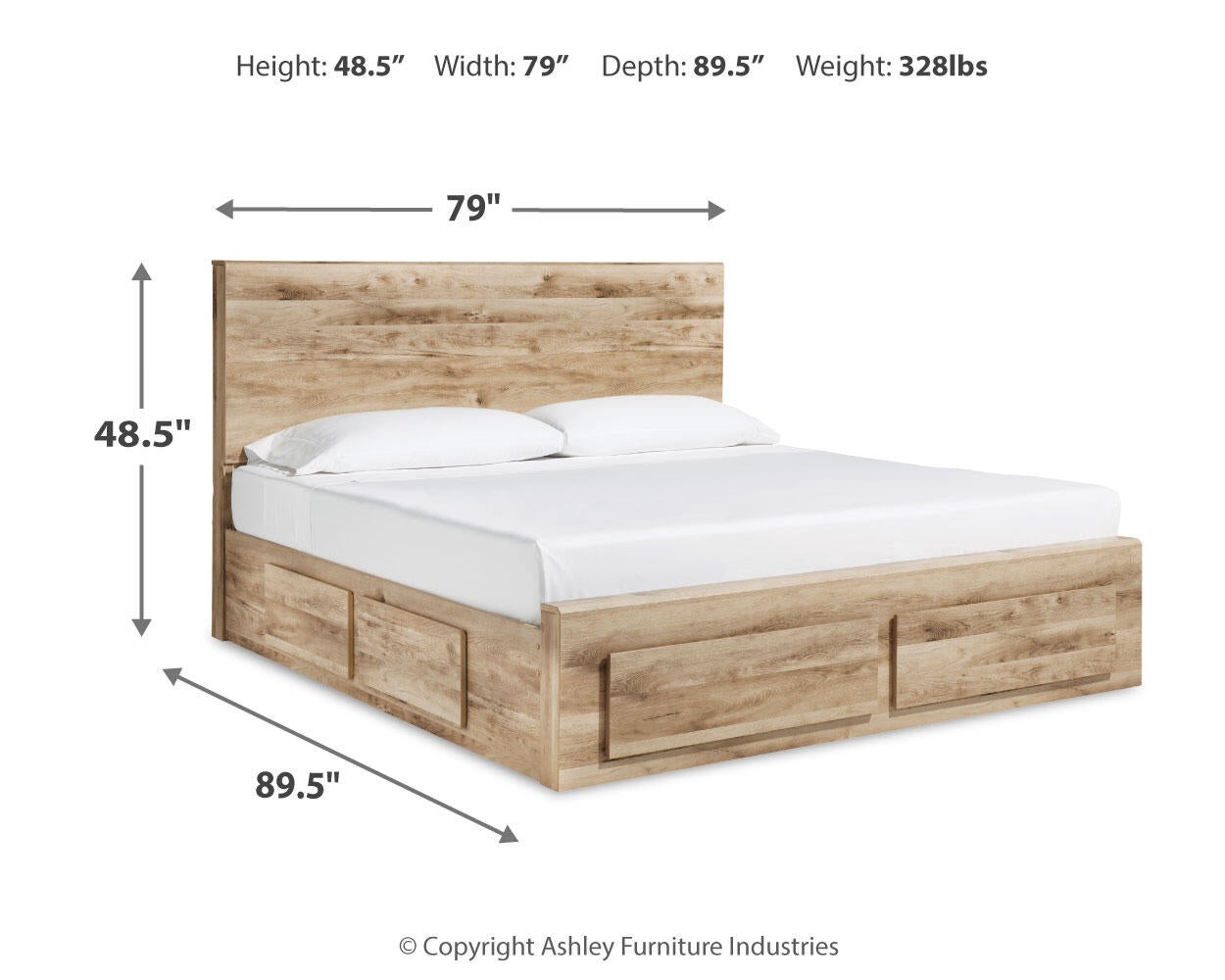 Hyanna  Panel Storage Bed With 2 Under Bed Storage Drawers, Dresser And Mirror