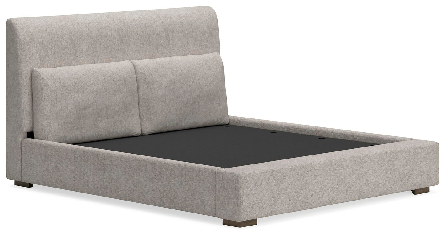 Cabalynn California  Upholstered Bed With Mirrored Dresser, Chest And Nightstand