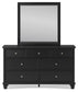 Lanolee  Panel Bed With Mirrored Dresser, Chest And Nightstand