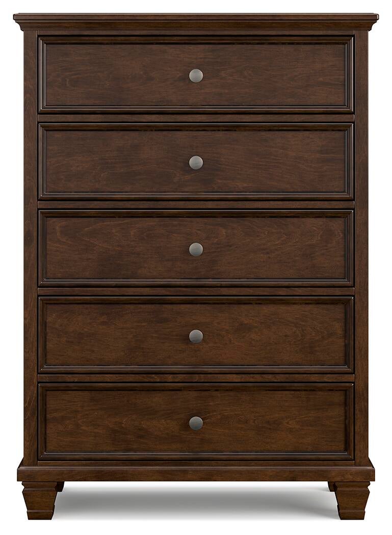 Danabrin  Panel Bed With Mirrored Dresser, Chest And Nightstand