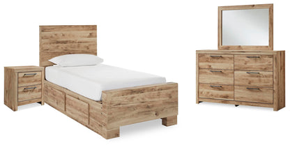 Hyanna  Panel Bed With 1 Side Storage, Dresser, Mirror And Nightstand