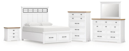 Ashbryn  Panel Storage Bed, Dresser, Mirror, Chest And Nightstand