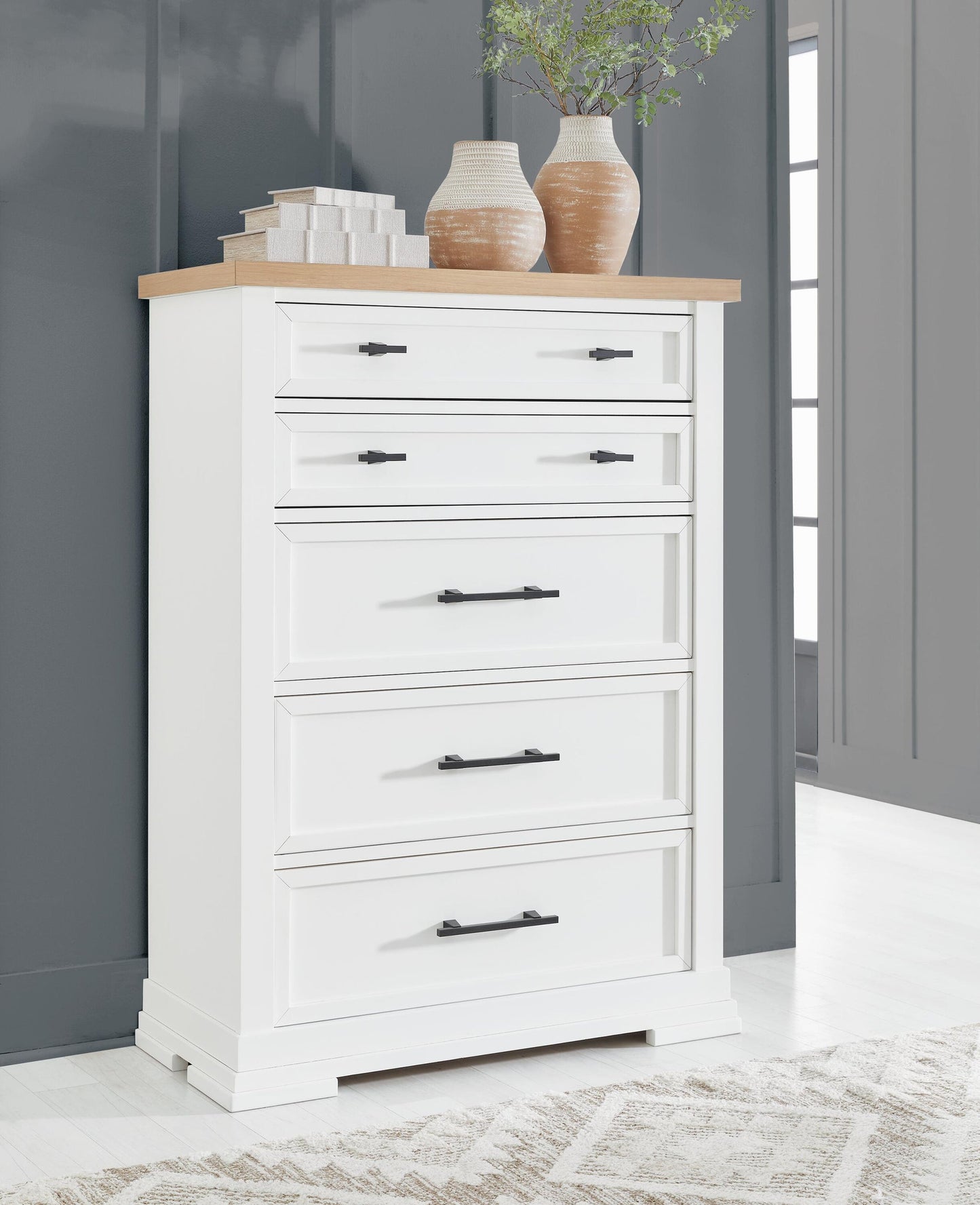 Ashbryn  Panel Storage Bed, Dresser, Mirror, Chest And Nightstand