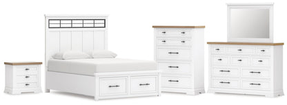 Ashbryn  Panel Storage Bed, Dresser, Mirror, Chest And Nightstand