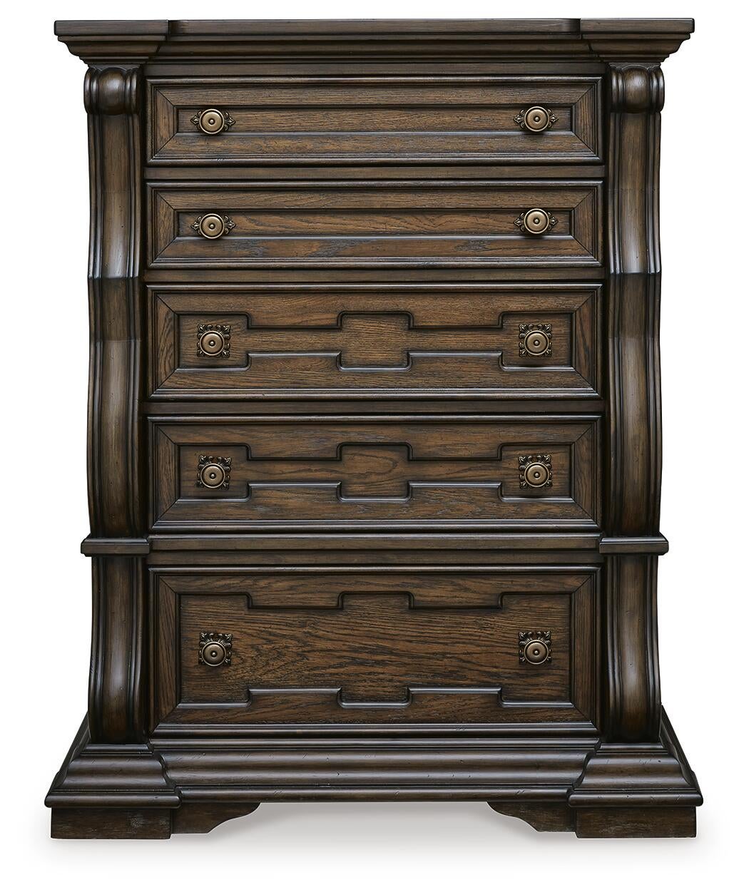 Maylee  Upholstered Bed, Dresser, Mirror, Chest And Nightstand