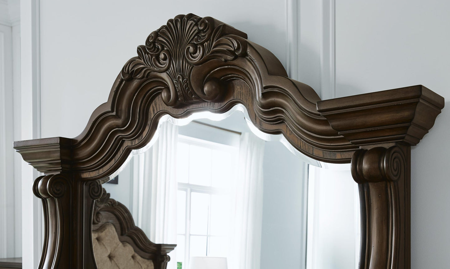 Maylee California  Upholstered Bed With Mirrored Dresser