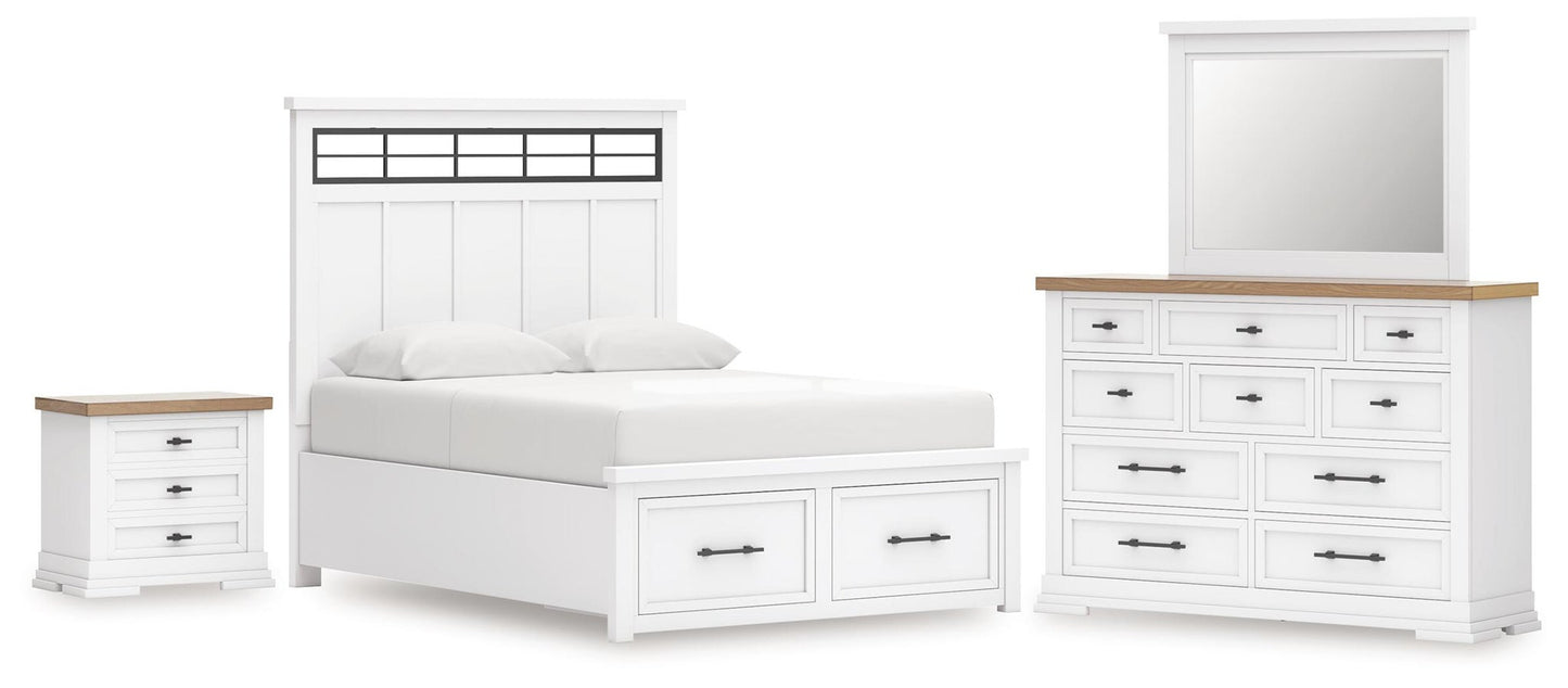 Ashbryn  Panel Storage Bed, Dresser, Mirror And Nightstand