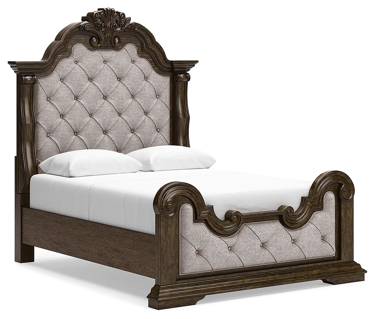 Maylee  Upholstered Bed, Dresser, Mirror, Chest And Nightstand