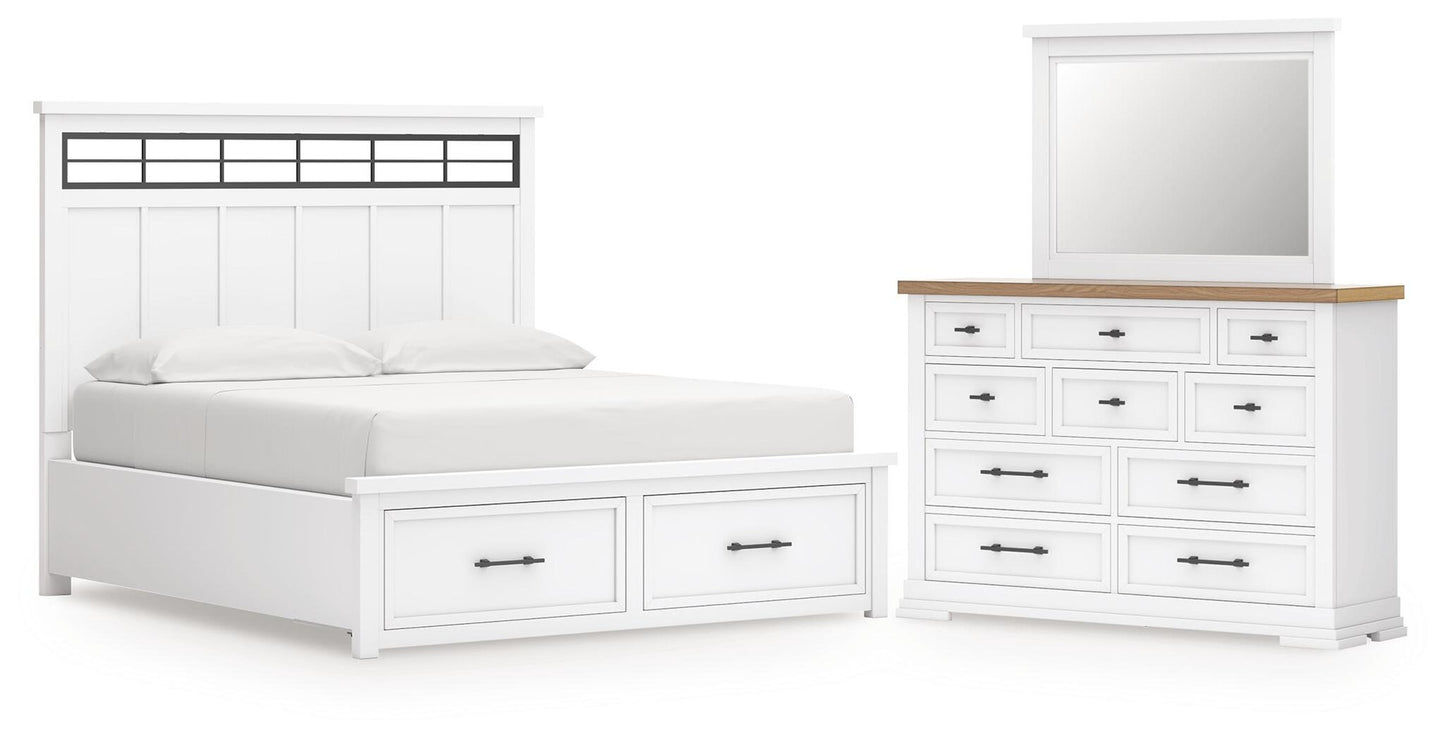 Ashbryn California  Panel Storage Bed, Dresser And Mirror