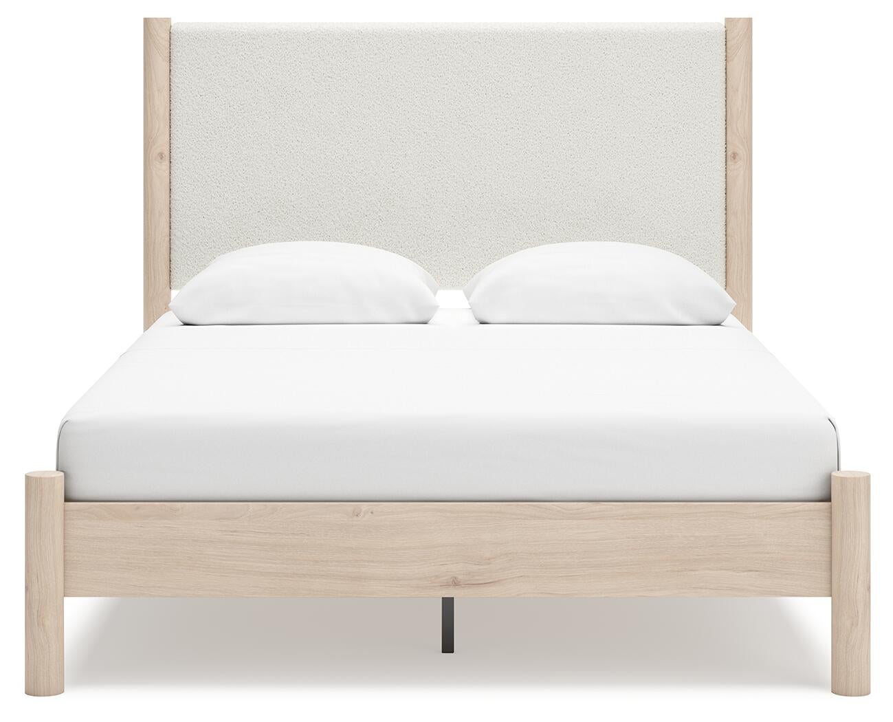 Cadmori  Upholstered Panel Bed With Mirrored Dresser