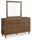 Lyncott  Upholstered Panel Bed, Dresser, Mirror, Chest And Nightstand