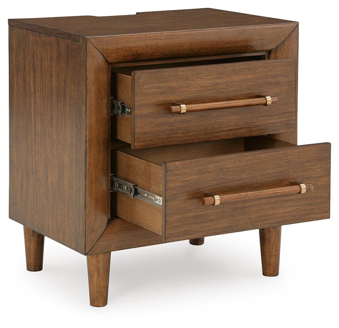 Lyncott  Upholstered Panel Bed, Dresser, Mirror, Chest And Nightstand