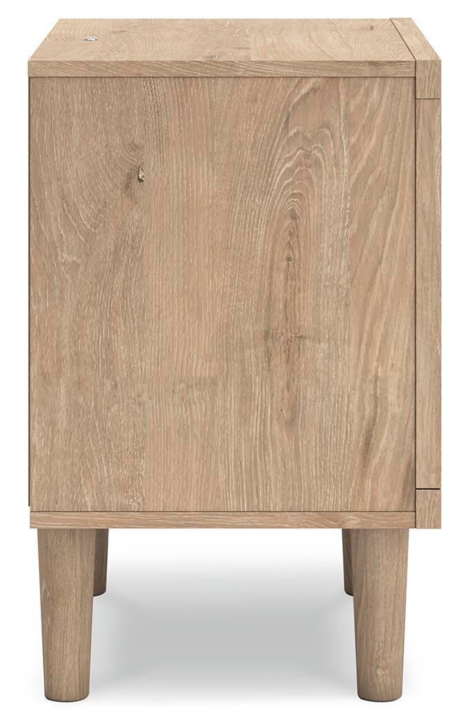 Cielden  Upholstered Panel Bed With Mirrored Dresser And Nightstand