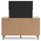 Cielden  Upholstered Panel Bed With Mirrored Dresser, Chest And Nightstand