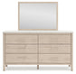 Cadmori  Upholstered Panel Bed With Mirrored Dresser And Nightstand