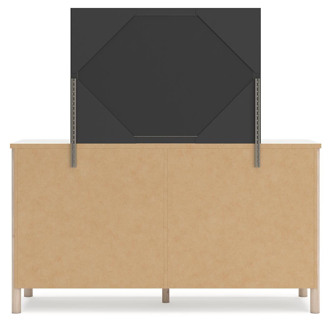 Cadmori  Upholstered Panel Bed With Mirrored Dresser And Nightstand
