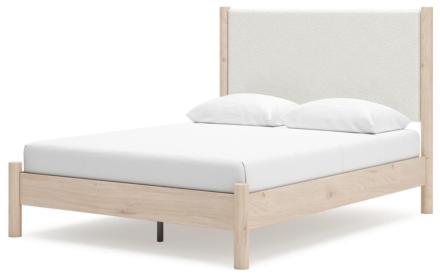 Cadmori  Upholstered Panel Bed With Mirrored Dresser And Nightstand