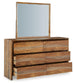 Dressonni California  Panel Bed With Mirrored Dresser