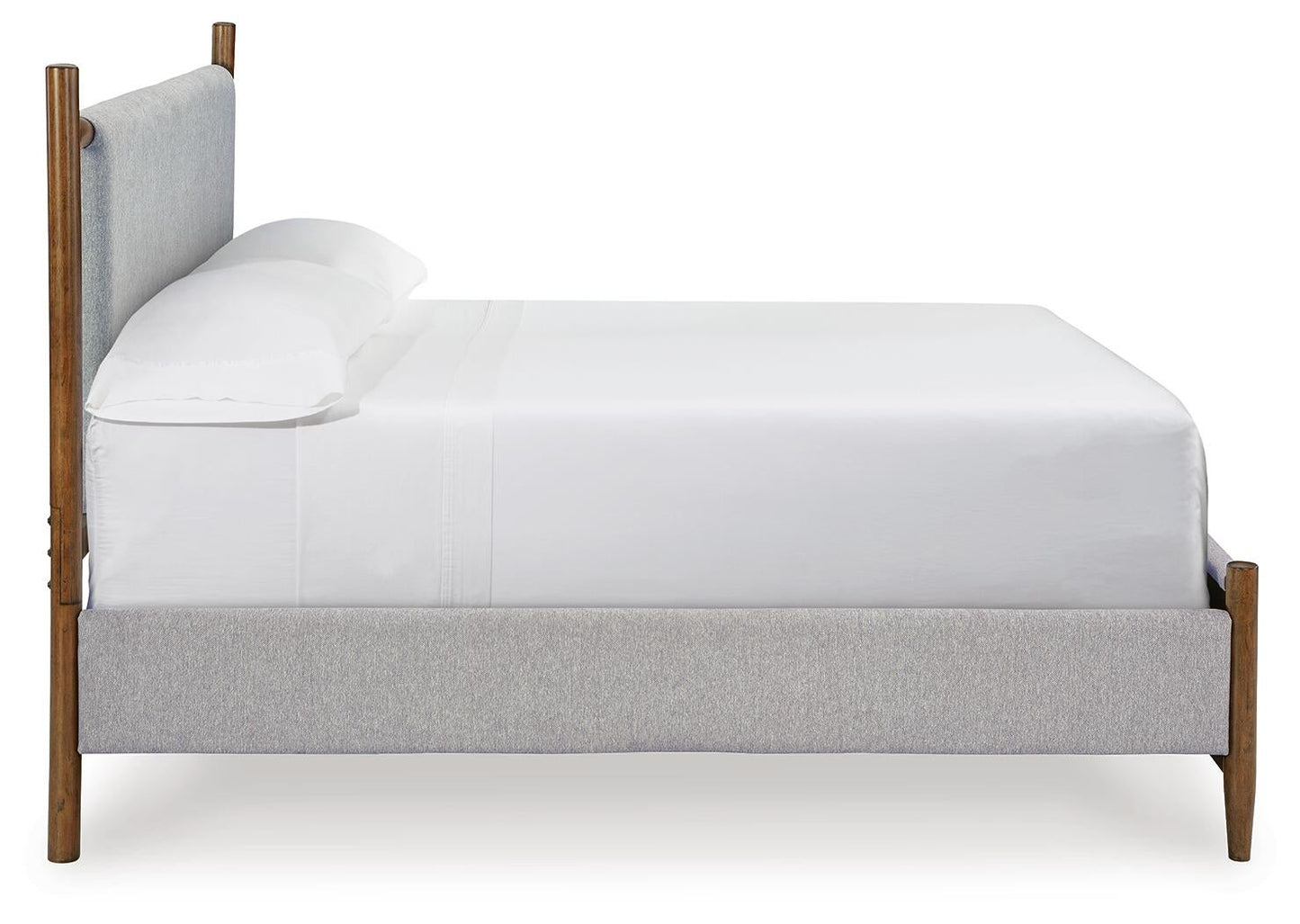 Lyncott California  Upholstered Bed With Mirrored Dresser