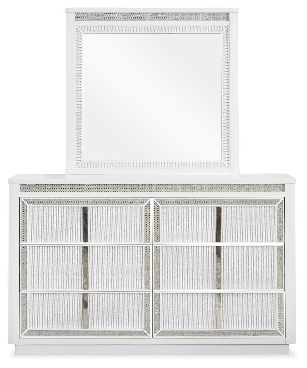 Chalanna  Upholstered Storage Bed With Mirrored Dresser