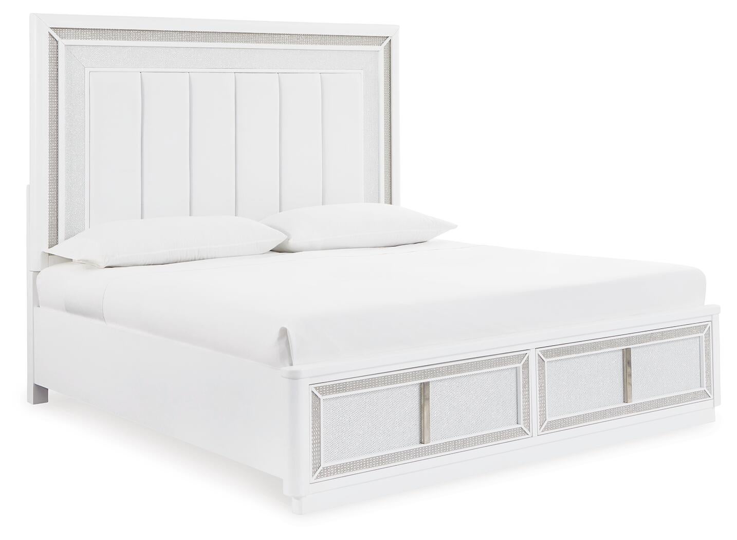 Chalanna  Upholstered Storage Bed With Mirrored Dresser
