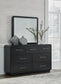 Rowanbeck  Upholstered Panel Bed, Dresser, Mirror, Chest And Nightstand