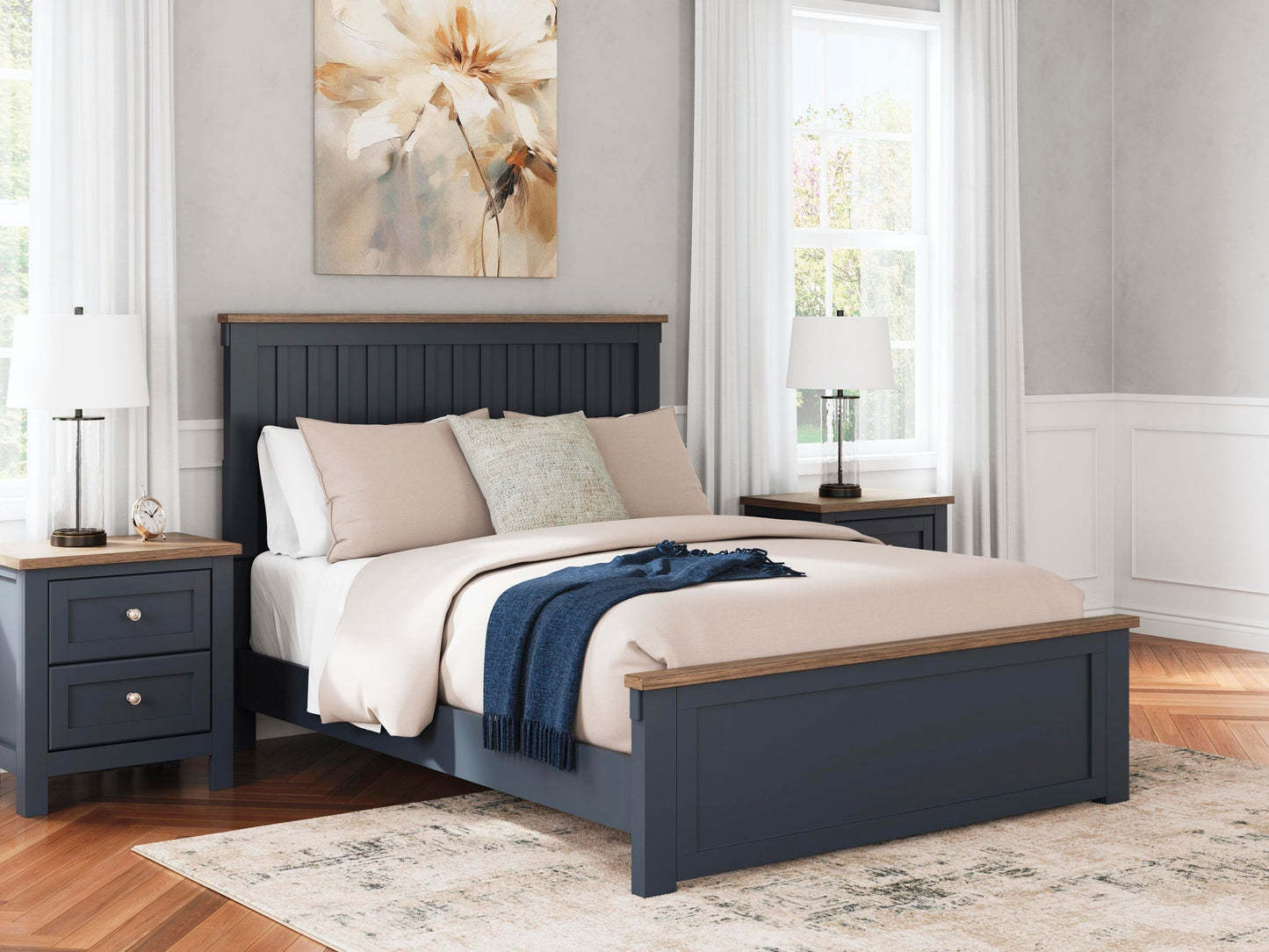 Landocken  Panel Bed, Dresser, Mirror And Nightstand