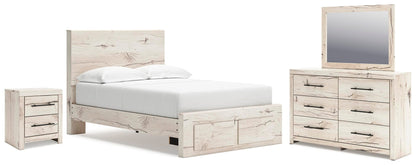 Lawroy  Panel Storage Bed, Dresser, Mirror And Nightstand
