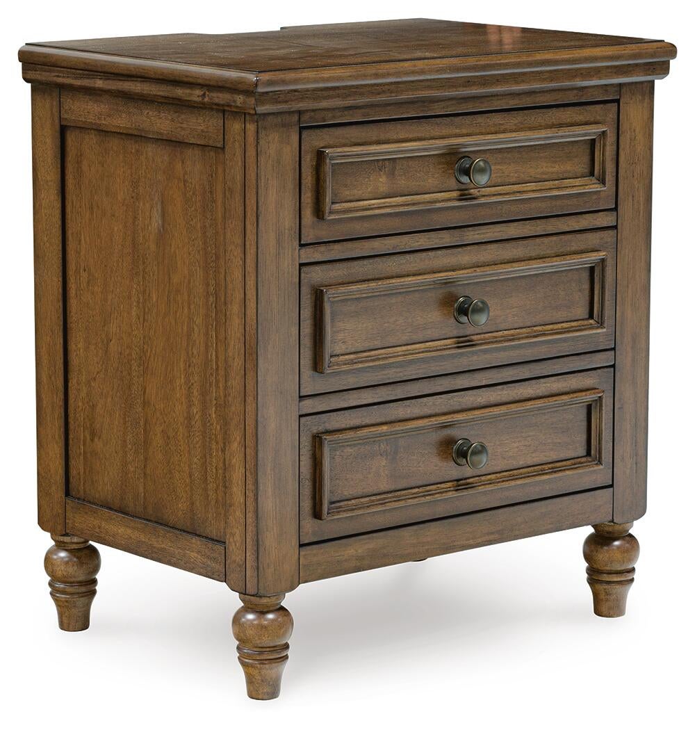 Sturlayne  Upholstered Panel Bed, Dresser, Mirror, Chest And Nightstand