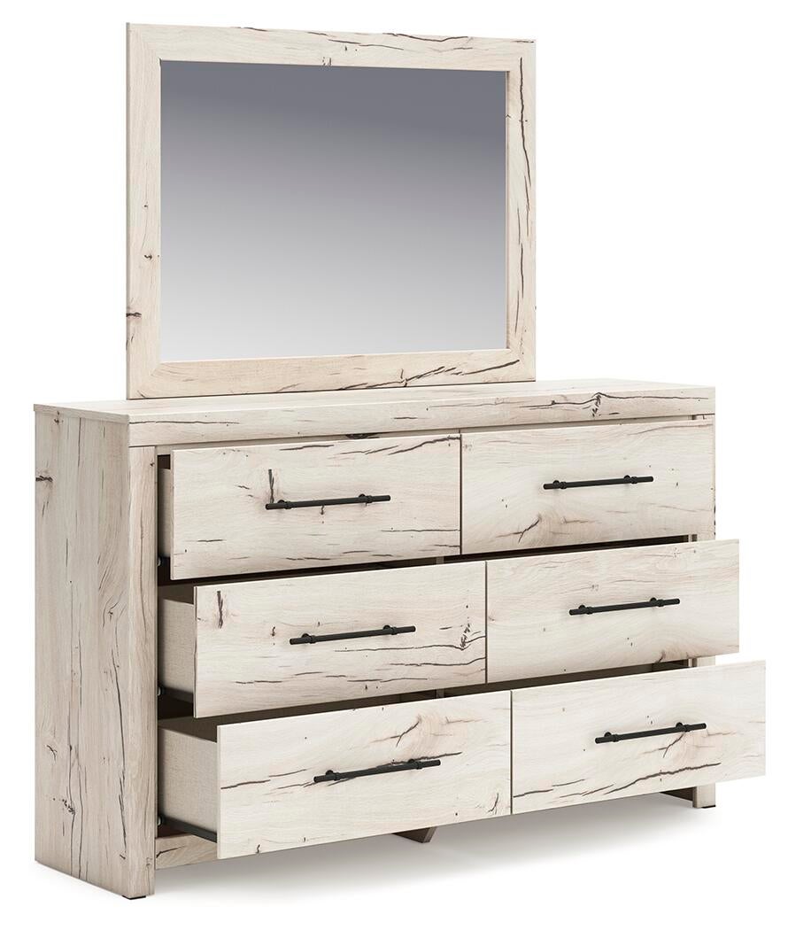 Lawroy  Panel Bed With Storage, Dresser, Mirror And Nightstand