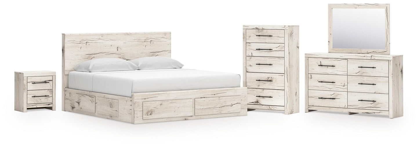 Lawroy  Panel Storage Bed, Dresser, Mirror, Chest And Nightstand