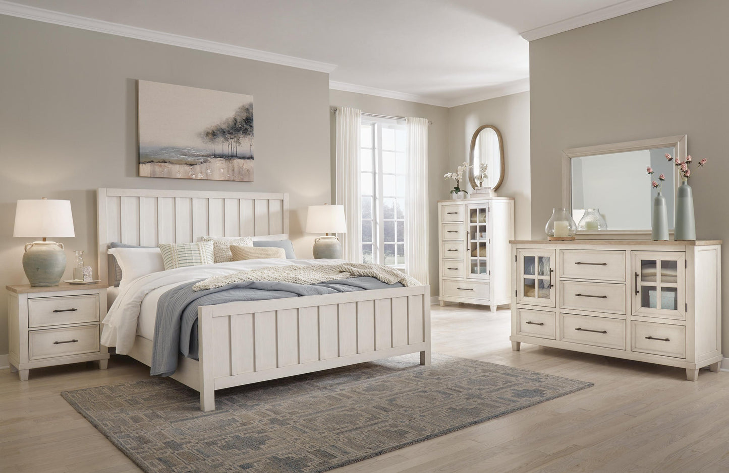 Shaybrock  Panel Bed, Dresser, Mirror And Nightstand